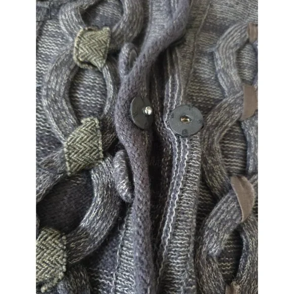 Covelo Wool Angora Rabbit Silk Cotton Cable Knit Mock Neck Cardigan Sweater M - Picture 5 of 15